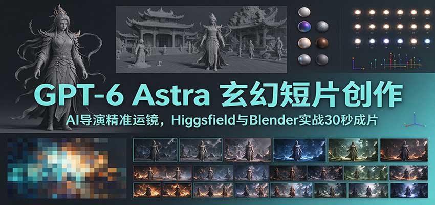 GPT-6 Astra 玄幻短片创作：AI导演精准运镜，Higgsfield与Blender实战30秒成片-梦清研习社
