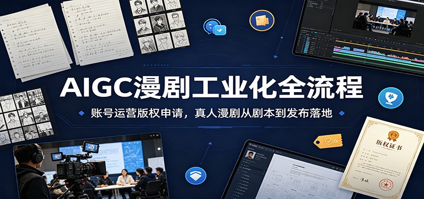 AIGC漫剧工业化全流程：账号运营版权申请，真人漫剧从剧本到发布落地-梦清研习社