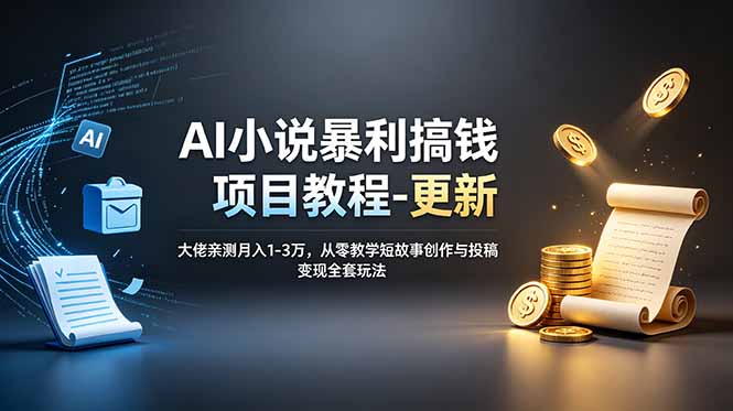AI小说暴利搞钱项目教程-更新，大佬亲测月入1-3万，从零教学短故事创作与投稿变现全套玩法-梦清研习社