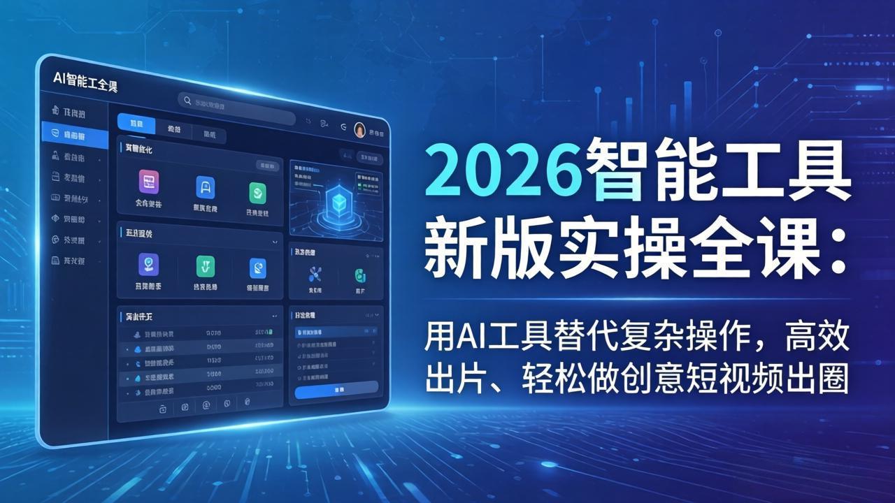 2026智能工具新版实操全课:用AI工具替代复杂操作,高效出片、轻松做创意短视频出圈-梦清研习社