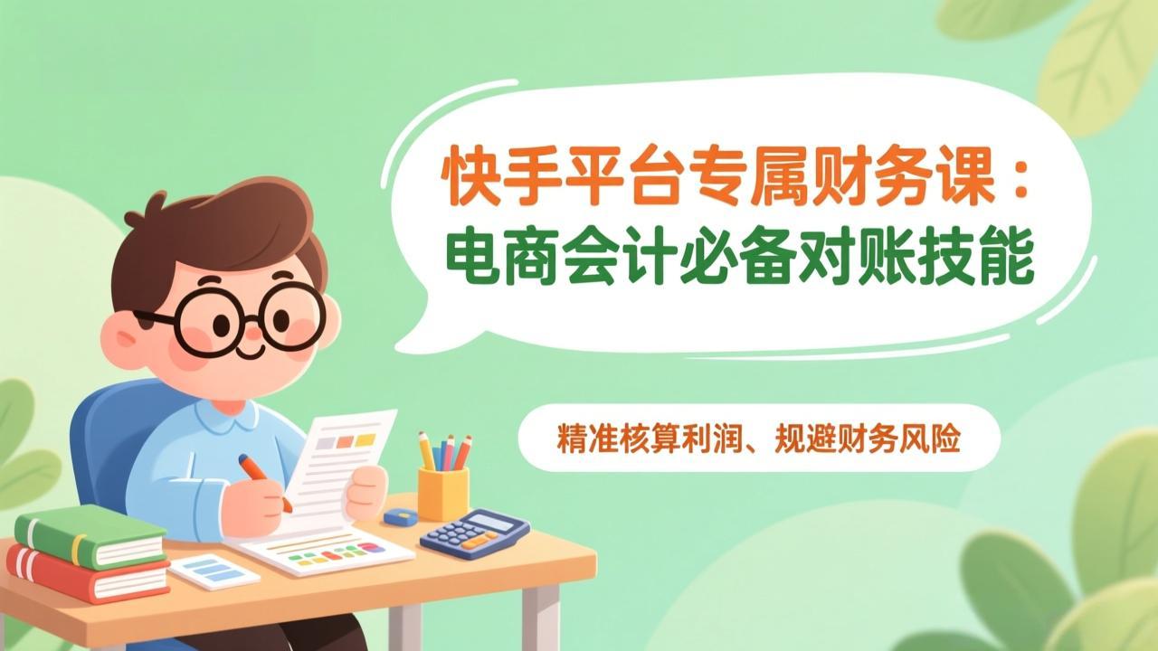 快手平台专属财务课:电商会计必备对账技能,精准核算利润、规避财务风险-梦清研习社