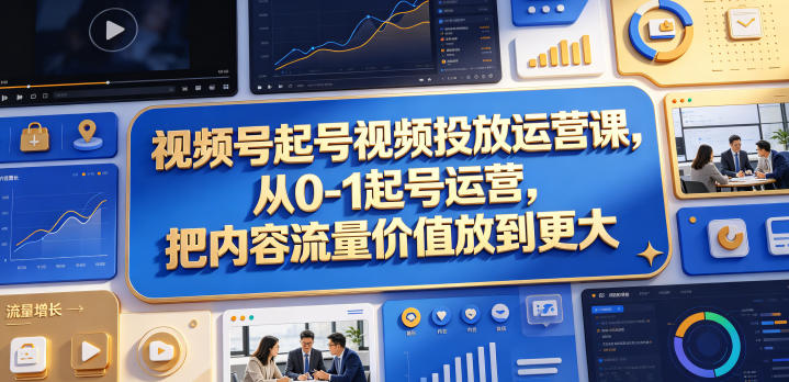 视频号起号视频投放运营课，从0-1起号运营，把内容流量价值放到更大-梦清研习社