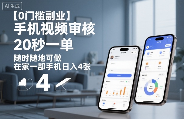 【0门槛副业】手机视频审核，20秒一单，随时随地可做，在家一部手机日入4张【揭秘】-梦清研习社