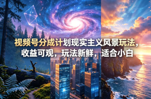 视频号分成计划现实主义风景玩法，收益可观，玩法新鲜，适合小白-梦清研习社