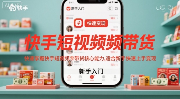 快手短视频带货,快速掌握快手短视频带货核心能力,适合新手快速上手变现-梦清研习社