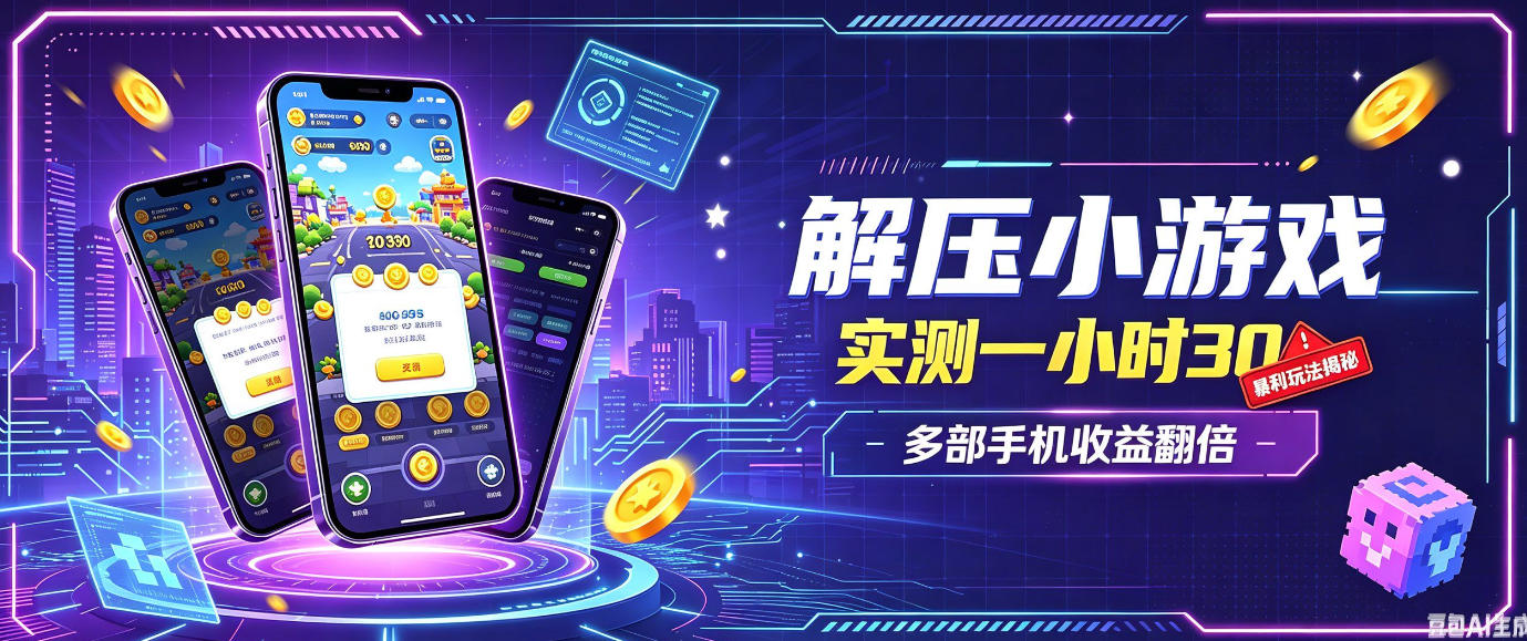 小游戏全流程玩法，实测一小时搞30，简单无脑解压，当天做当天就能看到进账，直接冲就行【揭秘】-梦清研习社