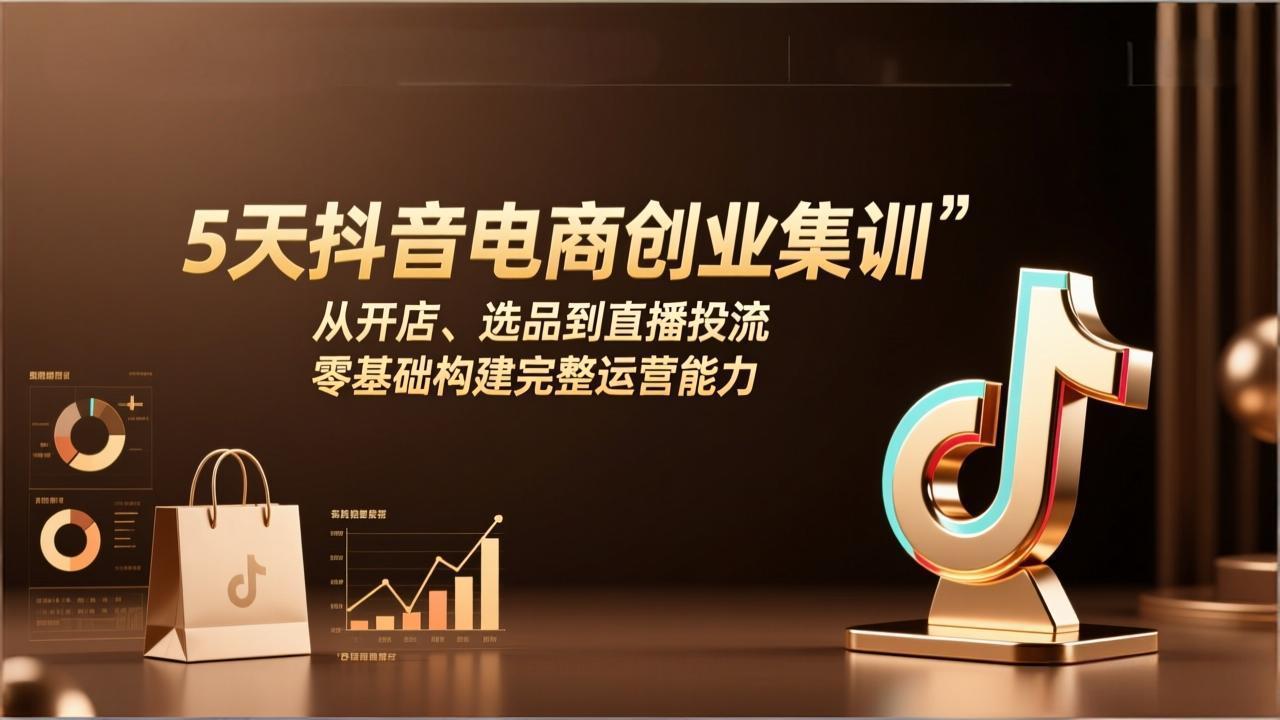 5天抖音电商创业集训：从开店、选品到直播投流，零基础构建完整运营能力-梦清研习社