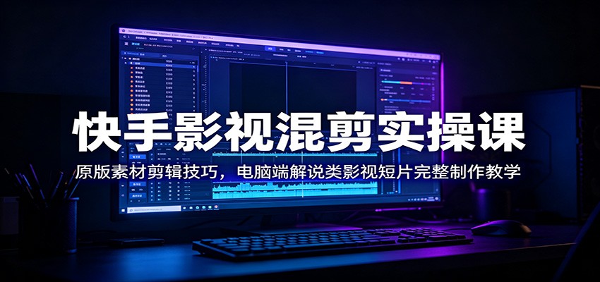 快手影视混剪实操课:原版素材剪辑技巧,电脑端解说类影视短片完整制作教学-梦清研习社