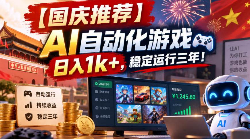 【国庆推荐】AI自动化游戏，日入1k+，操作简单，稳定运行三年！【揭秘】-梦清研习社