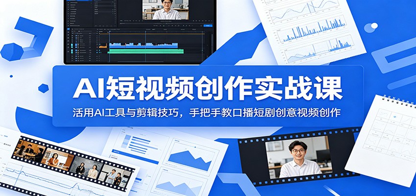 AI短视频创作实战课：活用AI工具与剪辑技巧，手把手教口播短剧创意视频创作-梦清研习社