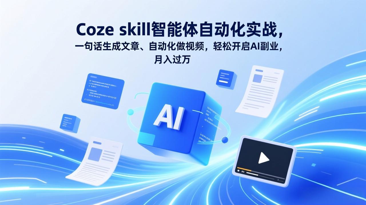 Coze skill智能体自动化实战,一句话生成文章、自动化做视频,轻松开启AI副业,月入过万-梦清研习社