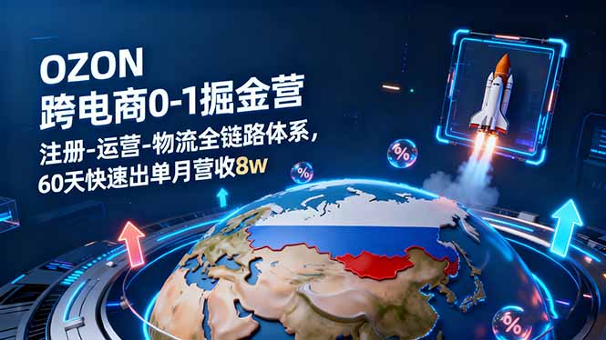 OZON跨境电商0-1掘金营：注册-运营-物流全链路体系，60天快速出单月营收8w-梦清研习社