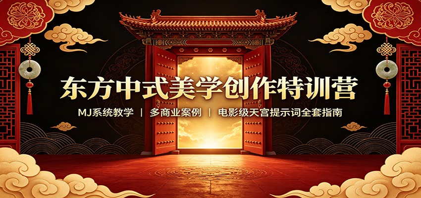 东方中式美学创作特训营：MJ系统教学，多商业案例，电影级天宫提示词全套指南-梦清研习社
