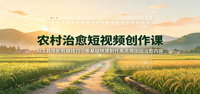 农村治愈短视频创作课：AI工具搭配剪辑技巧，零基础快速制作高质感田园治愈内容-梦清研习社