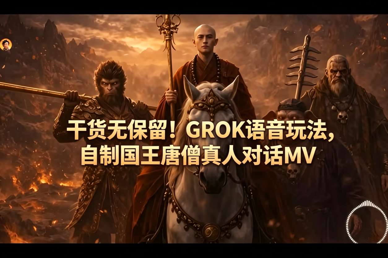 干货无保留！GROK语音玩法，自制国王唐僧真人对话MV-梦清研习社