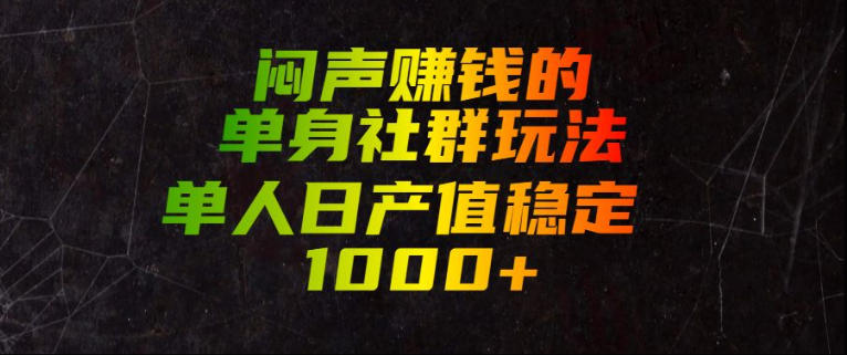 闷声賺钱的单身社群玩法，单人日产值稳定1000+【揭秘】-梦清研习社