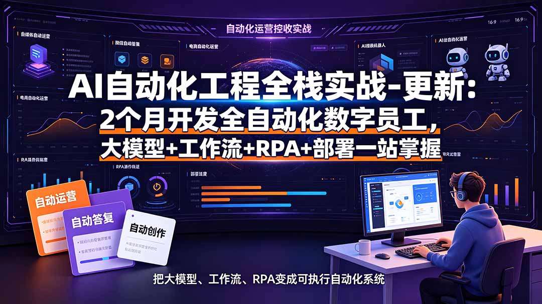 AI自动化工程全栈实战-更新：2个月开发全自动化数字员工，大模型+工作流+RPA+部署一站式掌握-梦清研习社