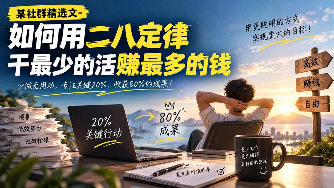 某社群精选文-如何用二八定律干最少的活赚最多的钱-梦清研习社