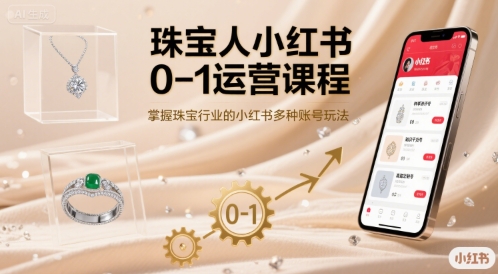 珠宝人小红书0-1运营课程,掌握珠宝行业的小红书多种账号玩法-梦清研习社