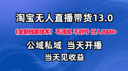 淘宝无人直播13.0，公域私域技术，不封号，不违规布局下半年旺季赛道，日入1K+(独家技术)【揭秘】-梦清研习社