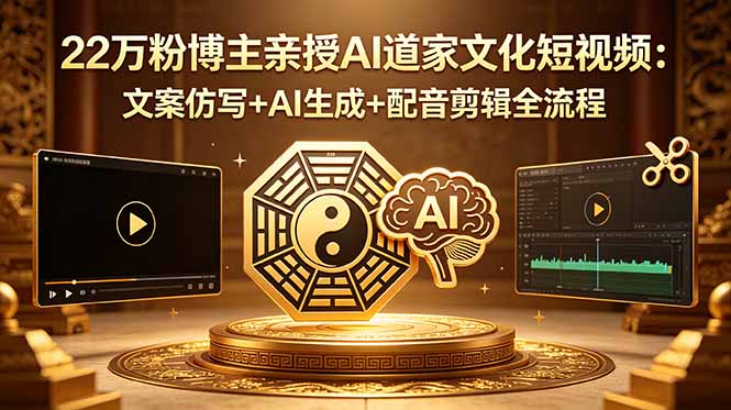 22万粉博主亲授AI道家文化短视频：文案仿写+AI生成+配音剪辑全流程-梦清研习社