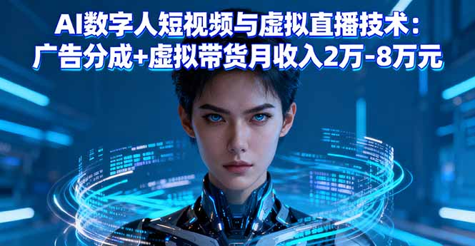 AI数字人短视频与虚拟直播技术：广告分成+虚拟带货月收入2万-8万元-梦清研习社