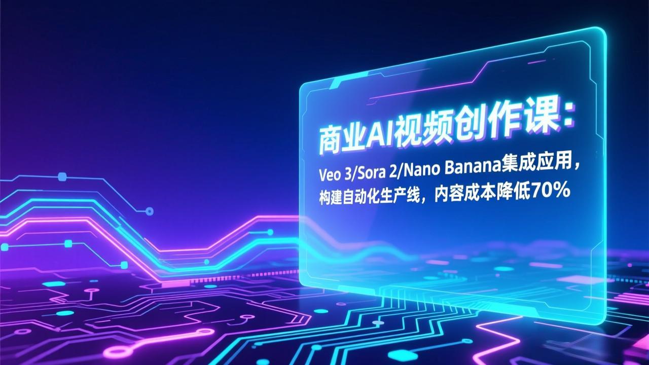 商业AI视频创作课：Veo 3/Sora 2/Nano Banana集成应用，构建自动化生产线，内容成本降低70%-梦清研习社