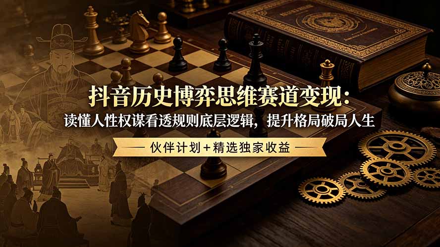 抖音历史博弈思维赛道变现：读懂人性权谋看透规则底层逻辑，提升格局破局人生，伙伴计划+精选独家收益-梦清研习社