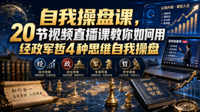 【无水印】自我操盘课，20节视频直播课教你如何用经政军哲4种思维自我操盘(更新0924)-梦清研习社