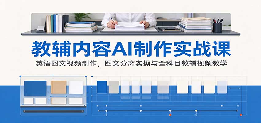 AI制作教辅内容实战课：英语图文视频制作，图文分离实操与全科目教辅视频教学-梦清研习社