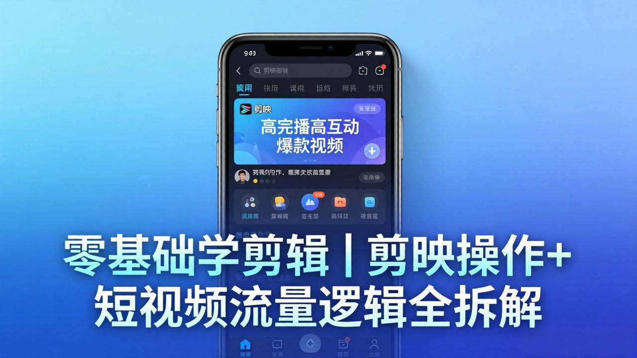 【零基础学剪辑】剪映操作+短视频流量逻辑全拆解｜手把手教你剪出高完播高互动爆款视频-梦清研习社