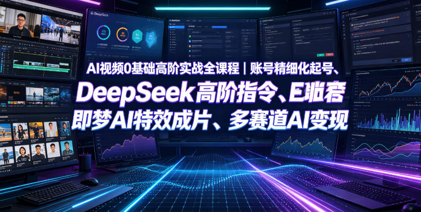 AI视频0基础高阶实战全课程｜账号精细化起号、DeepSeek高阶指令、即梦AI特效成片、多赛道AI短视频量产变现-梦清研习社