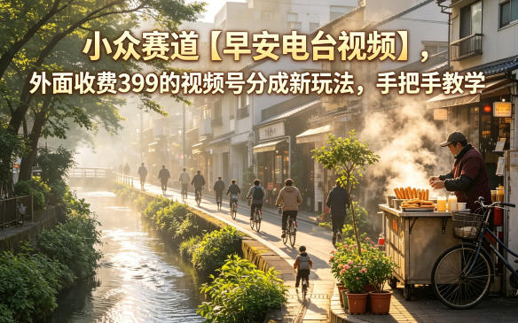 小众赛道【早安电台视频】，外面收费399的视频号分成新玩法，手把手教学-梦清研习社