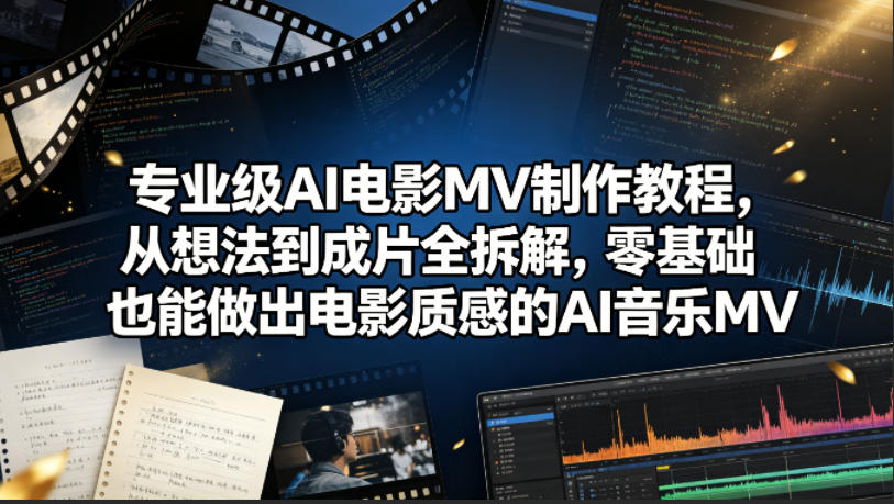 专业级AI电影MV制作教程，从想法到成片全拆解，零基础也能做出电影质感的AI音乐MV-梦清研习社