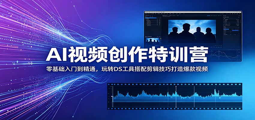AI视频创作特训营：零基础入门到精通，玩转DS工具搭配剪辑技巧打造爆款视频-梦清研习社