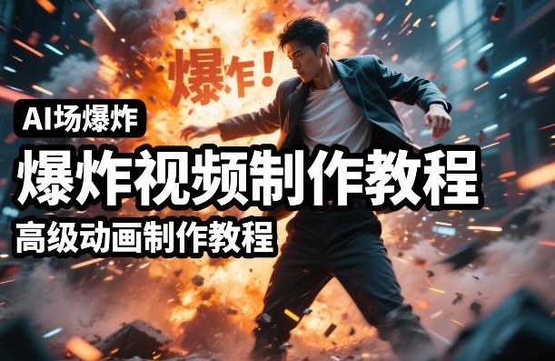 AI场景爆炸视频制作教程，利用人物实拍视频制作出高级的动画特效-梦清研习社