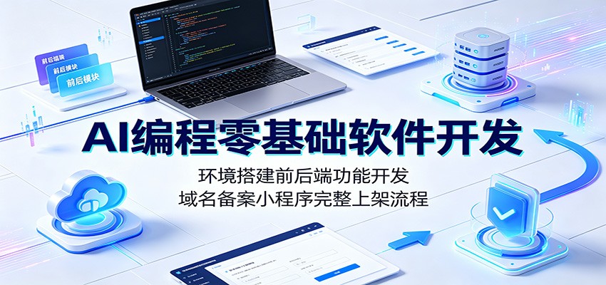 AI编程零基础软件开发：环境搭建前后端功能开发，域名备案小程序完整上架流程-梦清研习社