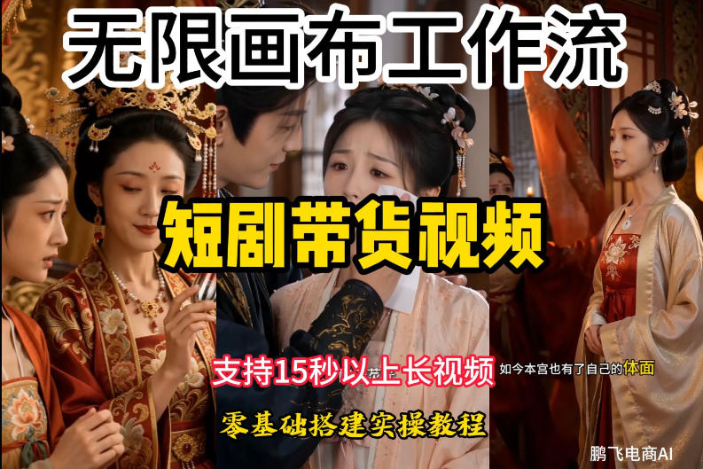 无限画布工作流制作短剧带货视频支持制作15秒以上视频,实操搭建教学,看完教程小白也能轻松搭建-梦清研习社