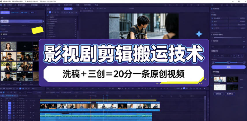影视剧剪辑搬运技术,洗稿+三创=20分一条原创视频-梦清研习社