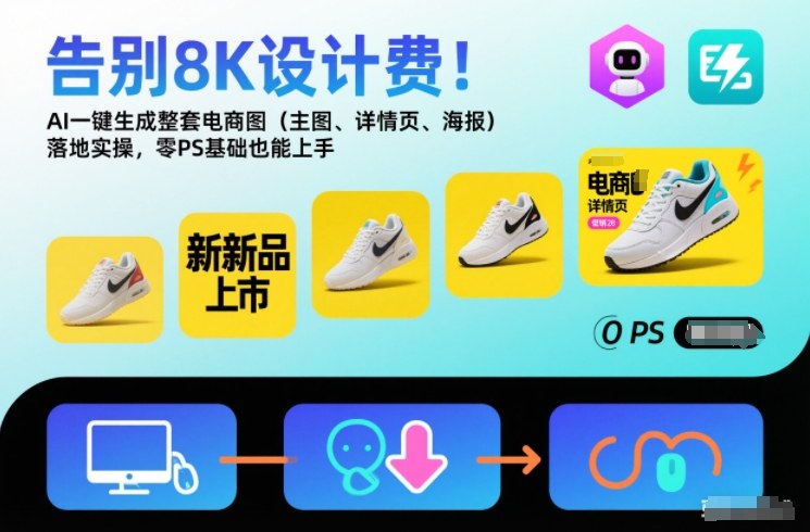 告别8K设计费!AI一键生成整套电商图(主图、详情页、海报)落地实操,零PS基础也能上手-梦清研习社