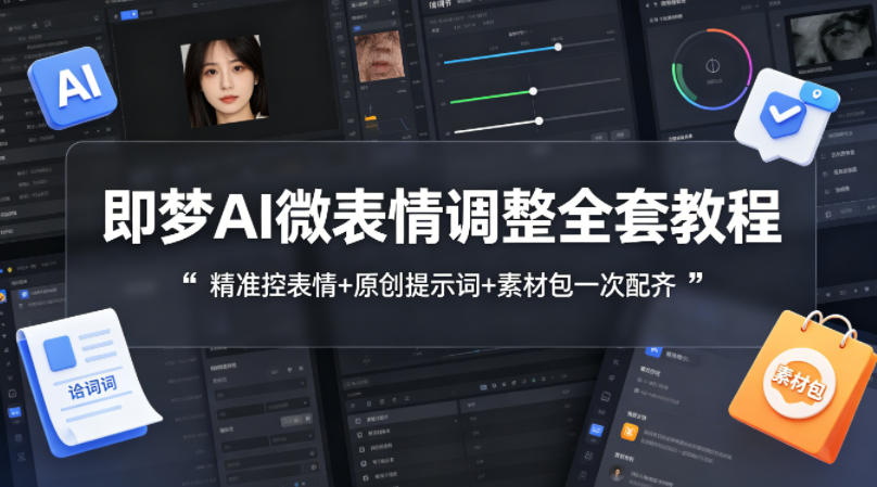 即梦AI微表情调整全套教程，精准控表情+原创提示词+素材包一次配齐-梦清研习社