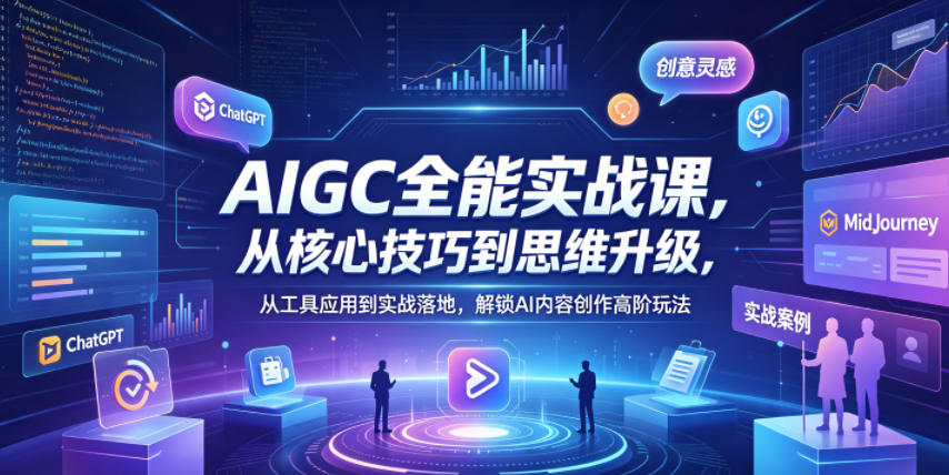 AIGC全能实战课，从核心技巧到思维升级，从工具应用到实战落地，解锁AI内容创作高阶玩法-梦清研习社
