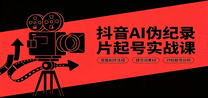 抖音AI伪纪录片起号实战课：完整制作流程，提示词素材，对标账号分析-梦清研习社
