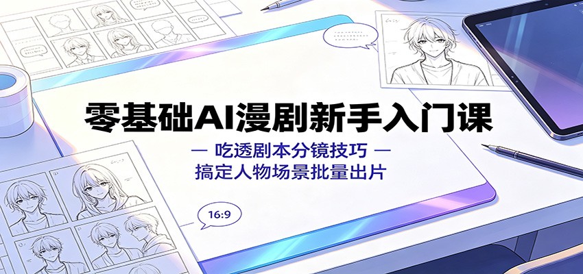 零基础AI漫剧新手入门课：吃透剧本分镜技巧，搞定人物场景批量出片-梦清研习社