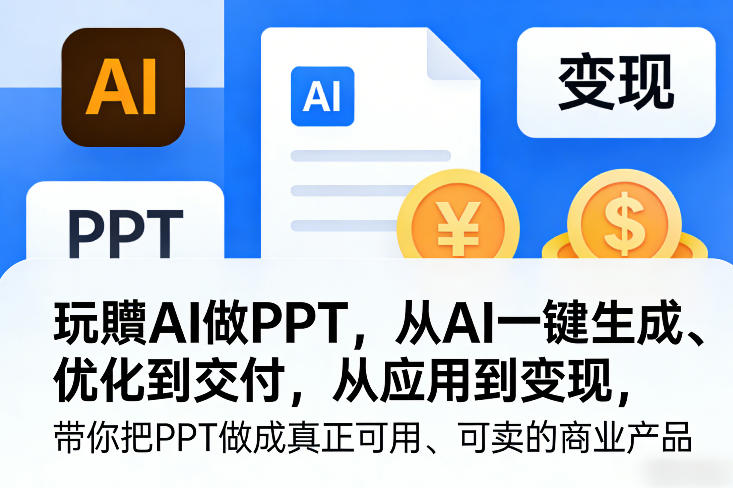 玩賺AI做PPT，从AI一键生成、优化到交付，从应用到变现，带你把PPT做成真正可用、可卖的商业产品(更新0904)-梦清研习社