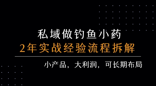 私域做钓鱼小药 每单利润3张+ 详细流程拆解-梦清研习社