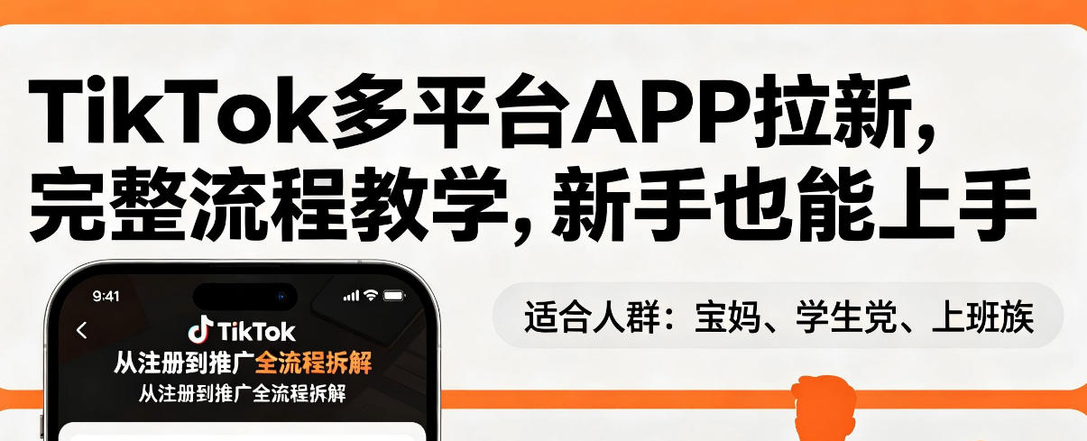 TikTok多平台APP拉新，完整流程教学，新手也能上手，轻松出海搞美金-梦清研习社