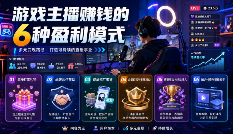 付费文章：游戏主播賺钱的6种盈利模式-梦清研习社