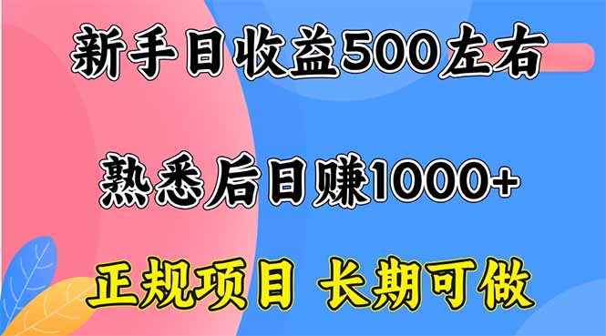 新手日收益500+ 正规项目 长期可做-梦清研习社