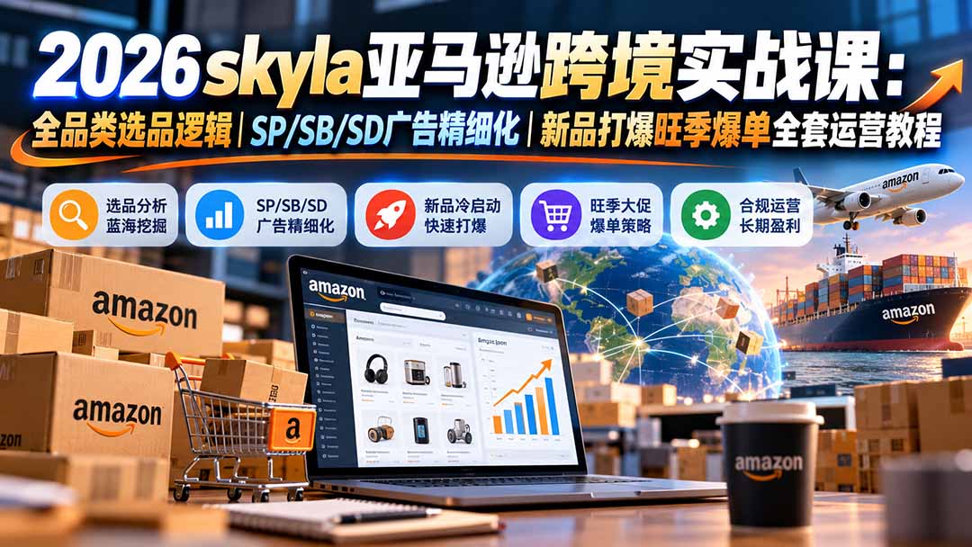skyla亚马逊跨境实战课-更新1019:全品类选品逻辑|SP/SB/SD广告精细化|新品打爆旺季爆单全套运营教程-梦清研习社